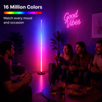 1PC/2PCS Smart RGBIC Floor Lamp, 4-Section Color Changing LED Corner Lamp with Music Sync, App & Remote Control, Timer, USB Powered Mood Light for Bedroom, Living Room, Gaming Room & Party Decor