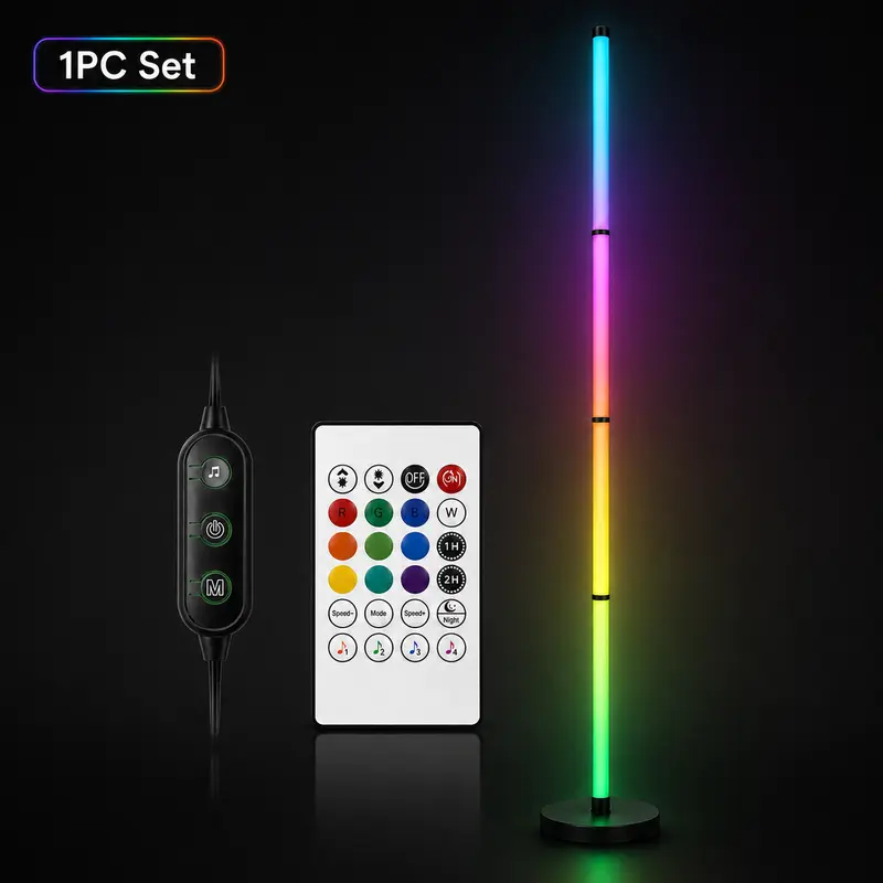 1PC/2PCS Smart RGBIC Floor Lamp, 4-Section Color Changing LED Corner Lamp with Music Sync, App & Remote Control, Timer, USB Powered Mood Light for Bedroom, Living Room, Gaming Room & Party Decor